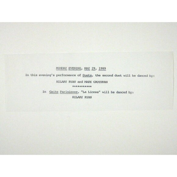 American Ballet Stagebill 1989 Lincoln Center Mark Grothman Insert NYC - Picture 10 of 11